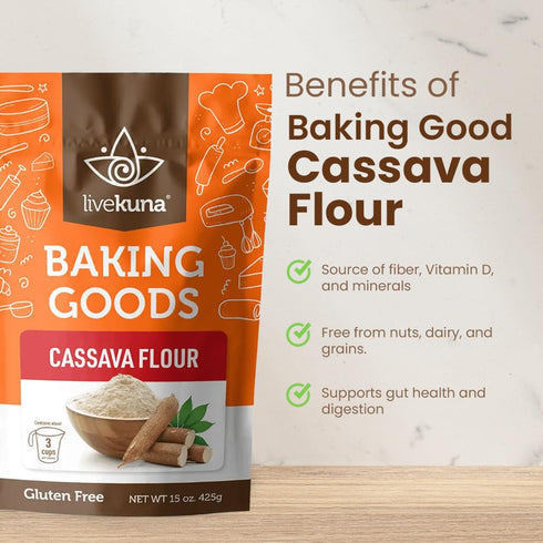 LiveKuna - Cassava Flour, Cassava Root Baking Flour, Gluten-free Flour, Alternative to All Purpose Flour, Spelt Flour