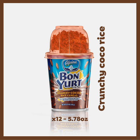 Pack 12, 5.78 Oz BON YURT ALPINA - of - Flip Yogurt with Cocoa Rice Krispies Cereal Cups - Breakfast Food Cereals