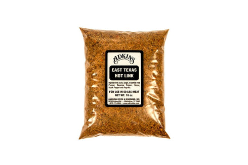 East Texas Hotlink Hot Link Sausage Seasoning by Adkins, 16 OZ All Natural