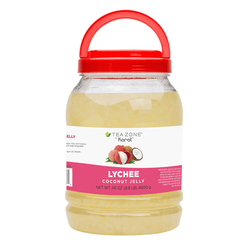 B2005 (8.8 lbs) Tea Zone Lychee Coconut Jelly for Beverage, Sweet, Ice Cream Topping- Jar