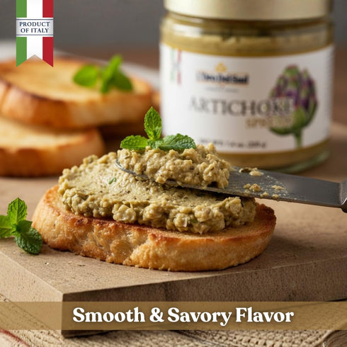 7.4 oz L'Oro Del Sud Artichoke Spread, Italian Artichoke Tapenade with Smooth Texture and Savory Flavor, Versatile
