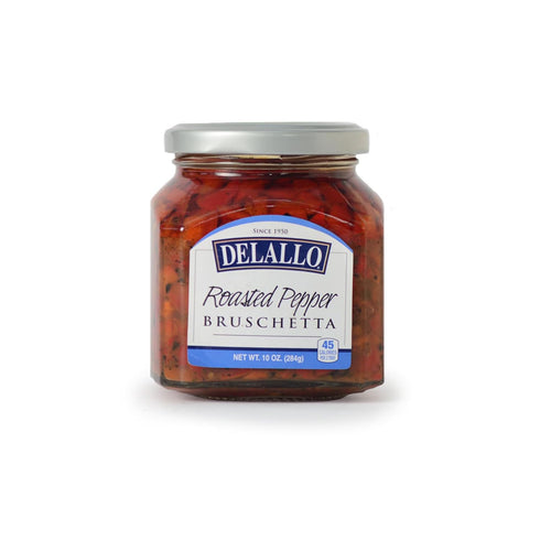 10 oz (2 Pack) DeLallo Roasted Red Pepper Bruschetta, Gourmet Spread with Sweet Red Bell Peppers in Olive Oil, Non-GMO