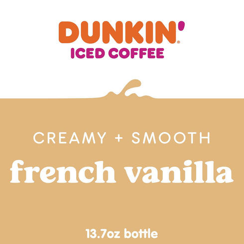 Dunkin' Donuts 13.7 oz, 12 Pack Dunkin' French Vanilla Iced Coffee Bottles, fl