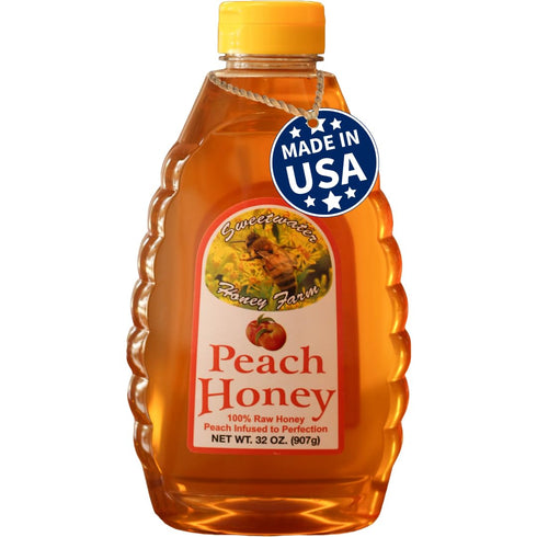 Sweetwater Creek Honey Farm Peach Honey - Made from 100% Pure, Raw, & Unfiltered Honey, Peach-Infused