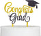 Congrats Grad Cake Topper - 2025 Graduation Party Decorations (Gold & Black)