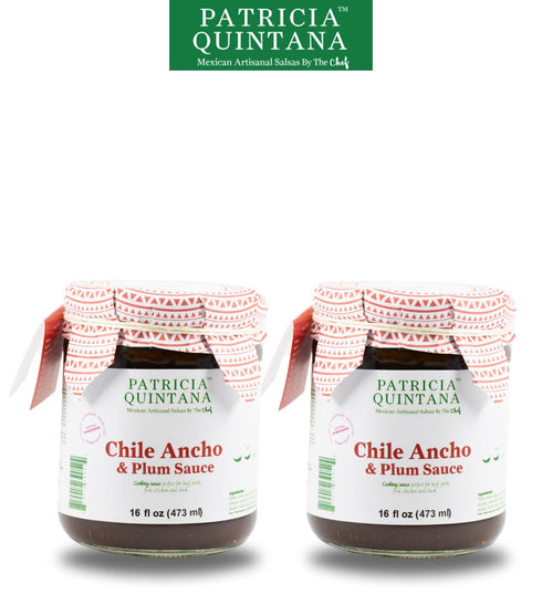 (16 oz, 2-Pack) Patricia Quintana Chile Ancho & Plum Marinade - Ideal for Burritos, Pulled Pork & Grilled Veggies