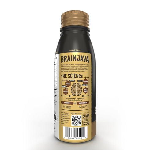 BrainJava 110 8 Oz, 4 Pack Oat Milk Mocha Latte, MG Caffeine, Ready to Drink Beverage With L Theanine, Vitamin C