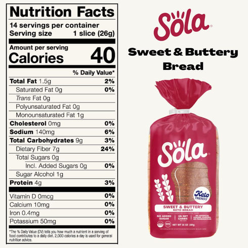 14 OZ The Sola Company Sola Sweet and Buttery Bread