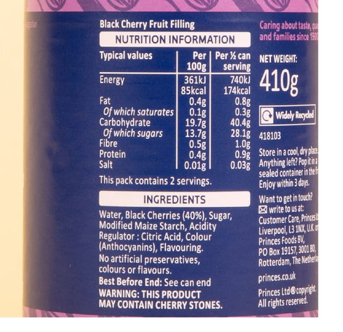 Princes (410g) Fruit Filling Black Cherry