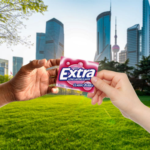 EXTRA Classic Bubble Sugar Free Chewing Gum, 15 Sticks, 3 Pack