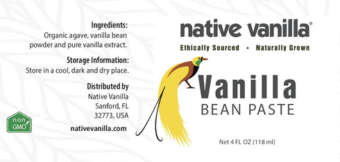 100% 4 oz (Pack 2) Vanilla Bean Paste - Native Vanilla - All Natural Pure Vanilla Bean Paste - Made with Organic Agave