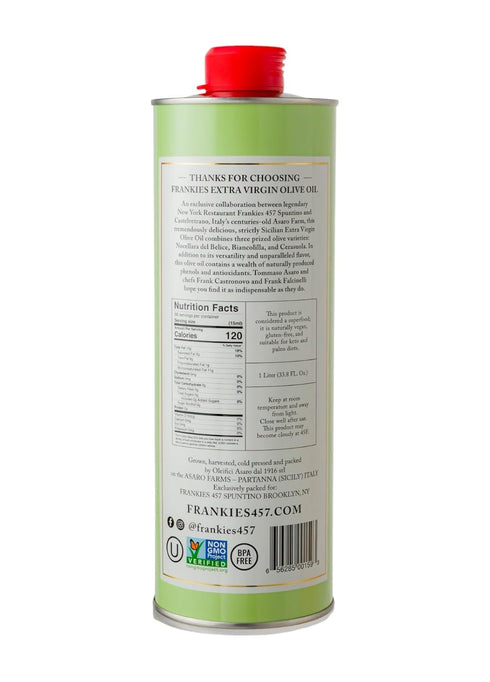457 33.8 oz (1 Frankies Everday Extra Virgin Olive Oil - Premium Castelvetrano Olive Oil - Harvested in Sicily - Pure