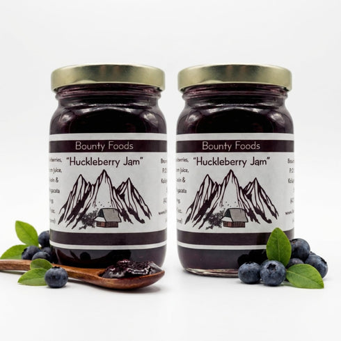 Bounty Foods Huckleberry Jam 2 Pack of 9 oz Jar - Montana Wild Grown