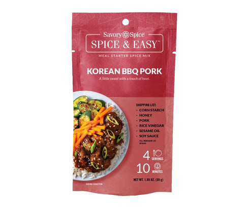 Savory Spice Korean BBQ Pork Spice & Easy Meal Starter, Korean BBQ Rub Seasoning Packet & Marinade Mix