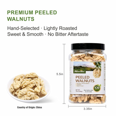 (3.5 OZ/Pack 1) Zorrer Premium Peeled Walnuts Halves, Skinless Raw Walnuts Texture, Sweet, Crisp, No Salt Added