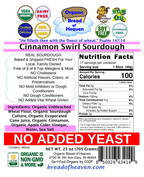 Organic Bread of Heaven 2 ~ Cinnamon Swirl Sourdough loaves ~ USDA Organic