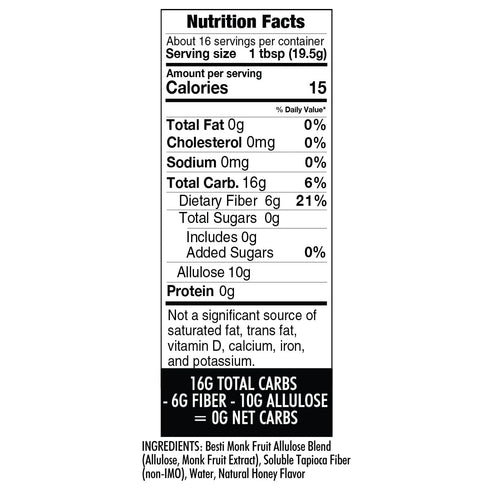 (11 oz) Wholesome Yum Zero Sugar Honey Substitute (Keto) - Natural Sugar Free Honey Alternative With Monk Fruit