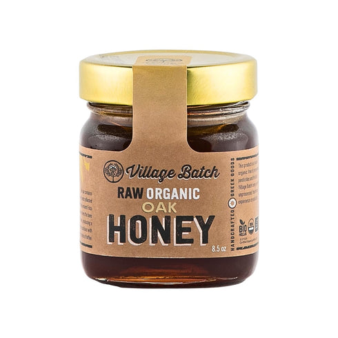 Village Batch Raw Organic Oak Honey 8.5oz Jar (Pack of 1) from