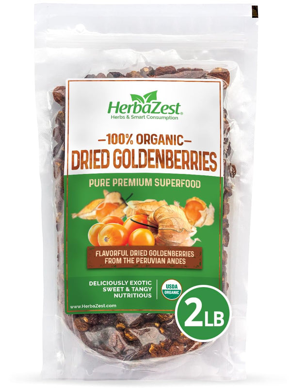 HerbaZest Goldenberries Dried Organic (32oz) USDA Certified Organic Vegan, Non-GMO & Gluten