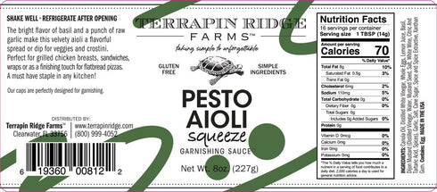 Pesto Aioli Garnishing Sauce - Terrapin Ridge Farms - 8 Ounce Squeeze Bottle