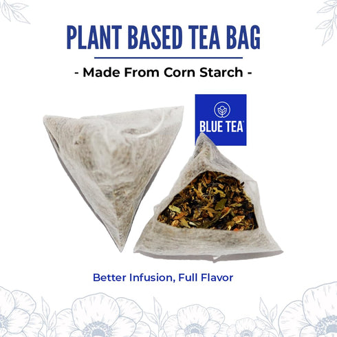BLUE TEA Indian Chai Masala - 12 Count Pyramid Plant Based Tea Bag | Butterfly Pea Flower & Indian Spices | Caffeine