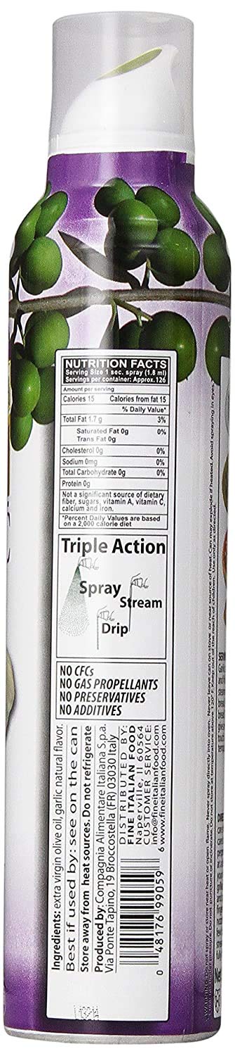 8 oz. Mantova Extra Virgin Olive Oil Spray Garlic Flavored Spray Bottle - Manage Oil Amount - Great For Salads