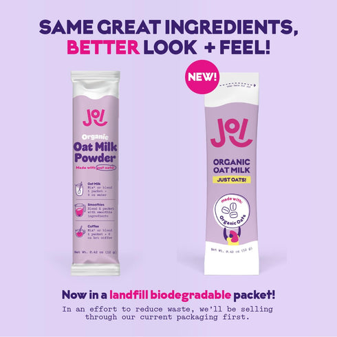 10ct Packaging. JOI Organic Oat Milk Powder, Unsweetened Carton - Instant, Single Ingredient, Dairy Free, Plant Based