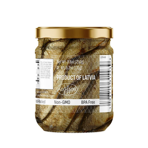 1180mg Omega-3 26.4oz (3 8.8oz), Pack 3 DOMA Premium Smoked Brisling Sardines (Sprats) in Olive Oil Wild-Caught, per