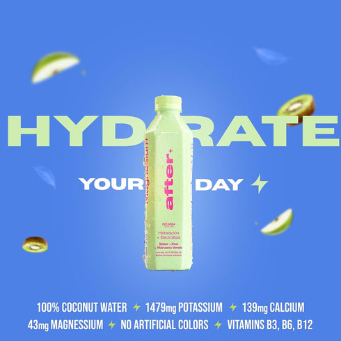 12 Pack, 16.9 oz AFTER Electrolyte Drink, Kiwi & Green Apple Flavor, Electrolytes Hydration Drink, fl Bottles