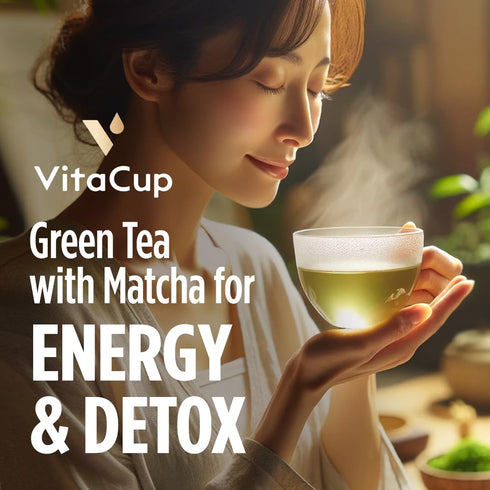 D3, Brewers,16 VitaCup Green Tea Pods, Enhance Energy & Detox with Matcha, Moringa, B Vitamins, Keto, Paleo, Vegan
