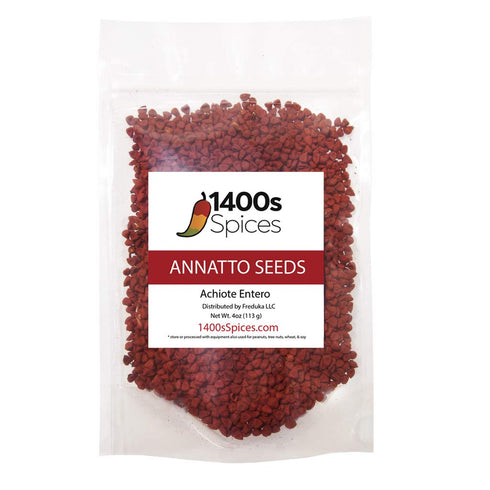 4oz Annatto Seeds (Semillas de Achiote) - Heat-Sealed Resealable Bag by 1400s Spices