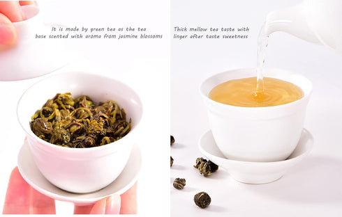 7.8oz (221g) TIAN HU SHAN Jasmine Tea Jasmine Dragon Pearls Green Tea Loose Leaf Tin