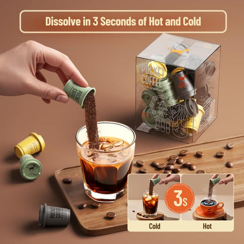 100% 15 CheerfulGoat Instant Cold Brew Coffee Speciality Pocket Coffee Arabica, Freeze Dried for Ultimate Freshness, No