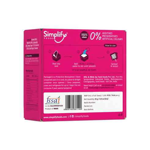 (Pack 1) 100gm 5 100% Simplify Cashew & Beetroot Dry Spread - of - Kid Friendly | Each Makes for Sandwich | Tasty