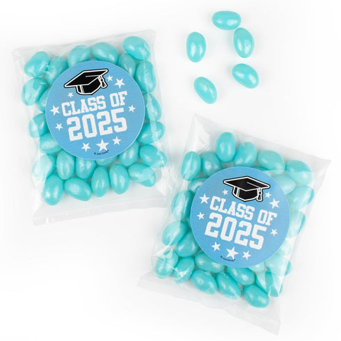 Light Blue Graduation Candy Bag with Jelly Beans 10 Pack - Hats