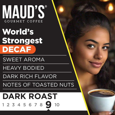 50ct, 100% Maud's World's Strongest Decaf Coffee Pods, Decaffeinated Dark Roast Coffee in Single Serve Pods Arabica