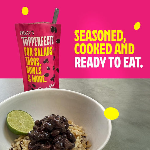 Pack 7 Fillos ToPPERFECTO Black Beans Salad Topper - of - Seasoned Latin-Style Black Beans with Olive Oil and Spices