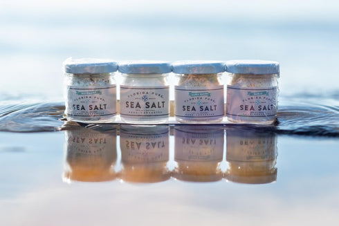 Pack 80+ 4 (0.7 oz FLORIDA PURE Sea Salt Sunshine Sampler - Pure & Flavored - Mineral Salt, Natural, Unrefined, Non