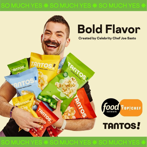 4 oz, Pack 2 Tantos Puffed Pasta Chips Pesto Plant Based Low Calorie Snack