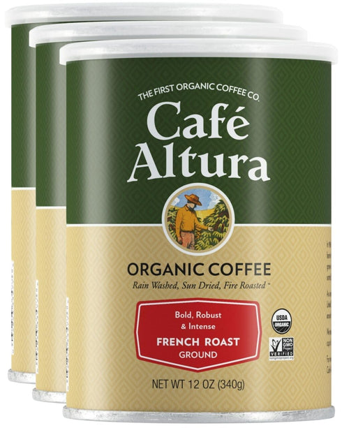 Cafe Altura Ground Organic Coffee, French Roast, 12 oz Can (Pack of