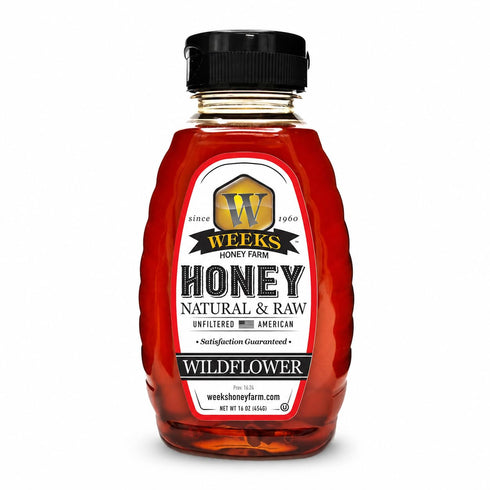 Weeks Honey Farm Wildflower Honey Raw & Unfiltered, Pure Natural Honey, Rich