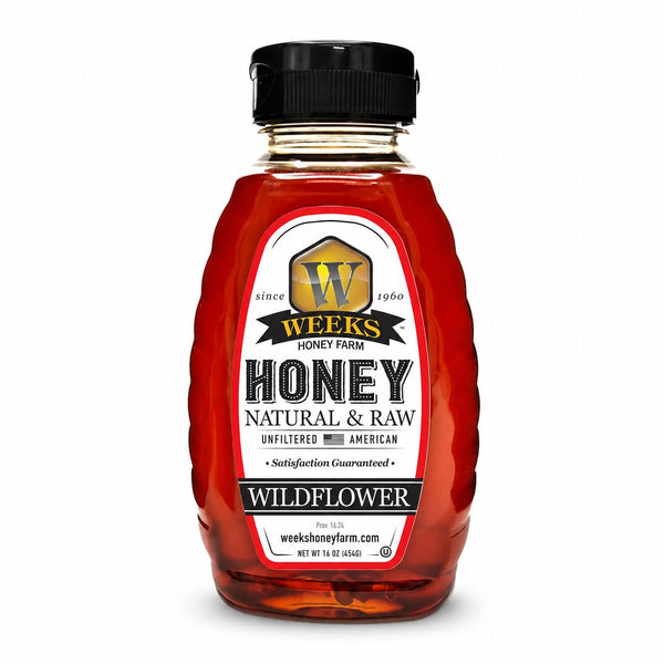 Weeks Honey Farm Wildflower Honey Raw & Unfiltered, Pure Natural Honey, Rich