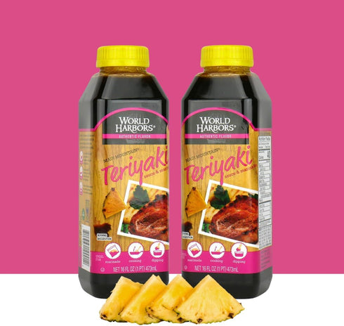 16-Fl Oz (Pack 6) World Harbors Maui Mountain Teriyaki Sauce & Marinade Perfect for Fish, Chicken, Beef, Pork, Wings
