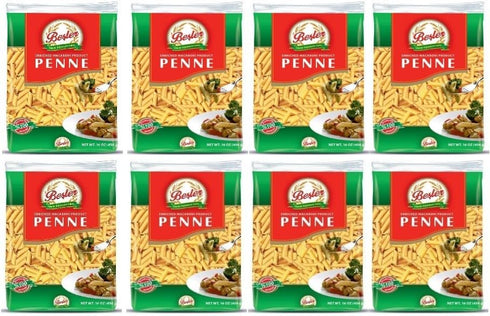 Generic Penne Pasta ByBesler, Durum Wheat Semolina, 16 Oz, Pack of 8