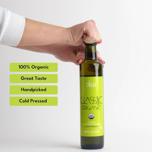 (1, 16.9 OZ) Olizzi Classic Organic Olive Oil Extra Virgin Cold Pressed, New Harvest, Hand Picked, USDA Organic