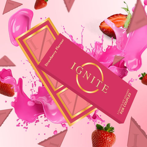 60% Ignite Chocolate Bars - Premium Strawberry flavor Chocolate Squares for Couples - Cocoa, Vegetarian - Crafted