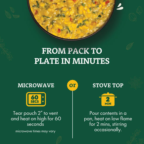 100% 2-285g Pack 6 MTR Curry Delight - Authentic Indian Ready-to-Eat Spinach & Lentil Curry - Gluten-Free, No Added