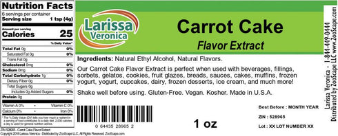 Larissa Veronica (1 oz, 528965) 3 Pack Carrot Cake Flavor Extract ZIN: