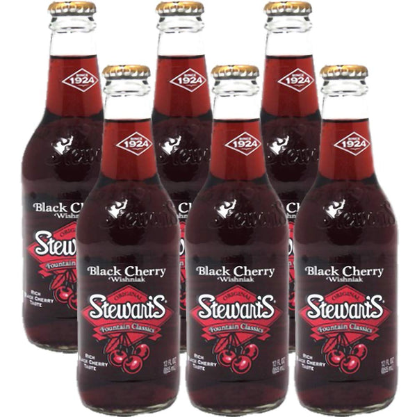 Stewarts Original Black Cherry Wishniak Soda 12 Oz Glass Bottle (Pack of 6,