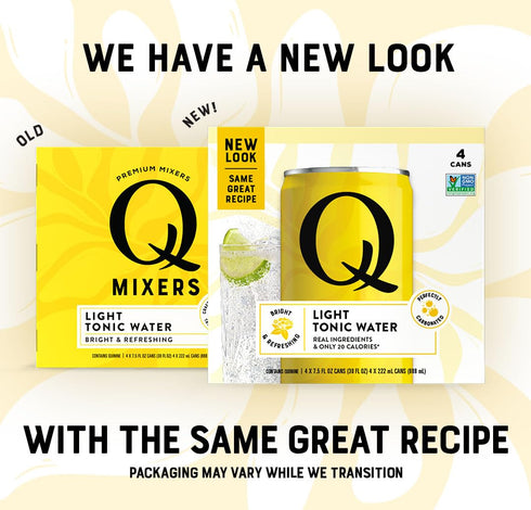 20 7.5 Oz (Pack 24) Q LIGHT TONIC WATER with Real Quinine & Organic Agave - Ideal for Cocktails & Mocktails - Made